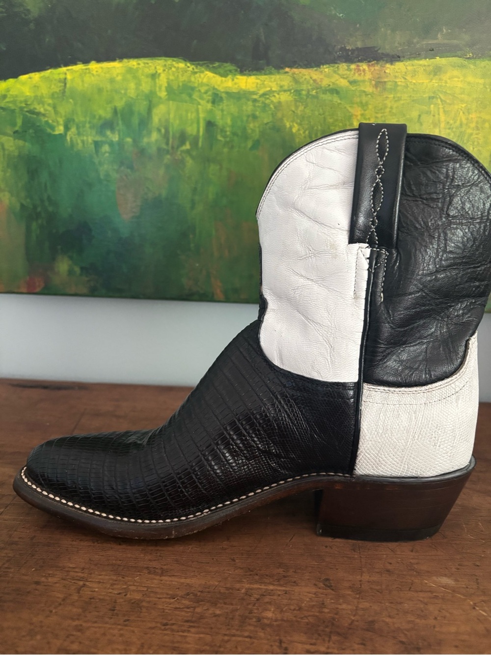 Rare Ltd.Edition Lucchese x Nick Fouquet Marfa Black Lizard Western Boots Sz 8 - Picture 7 of 9